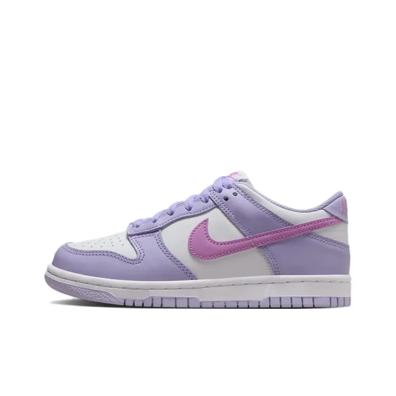 Nike Dunk Anti Slip Wear Resistant Low Top Kids' Skateboarding Shoes Purple White Unisex-0