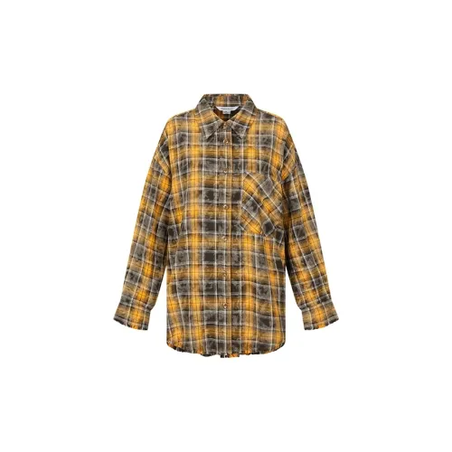 URBAN REVIVO Shirts Women's Deep Yellow Plaid