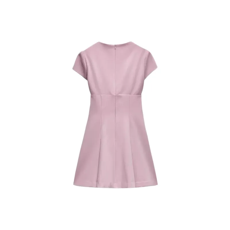 ZARA Trf Short Sleeved Dress Women's Pink-1