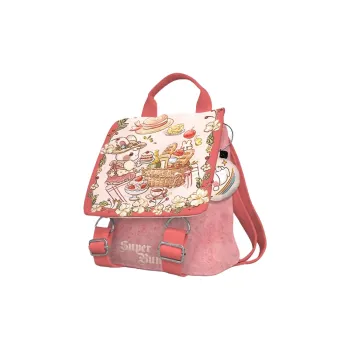 AOSONG Suede Technology Fabric Carry Backpack Small Size Unisex Pink