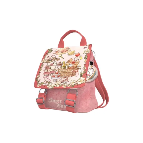 AOSONG Suede Technology Fabric Carry Backpack Small Size Unisex Pink