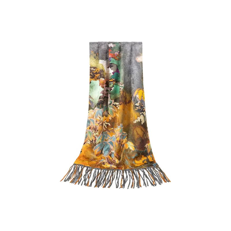 Shanghai Story 100% Mulberry Silk Scarves Women's Luxurious Golden Autumn, Gift Box Set-3