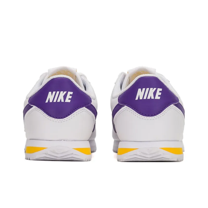 Nike Cortez Slip Resistant Low Top Kids Lifestyle Shoes White Purple Unisex-3