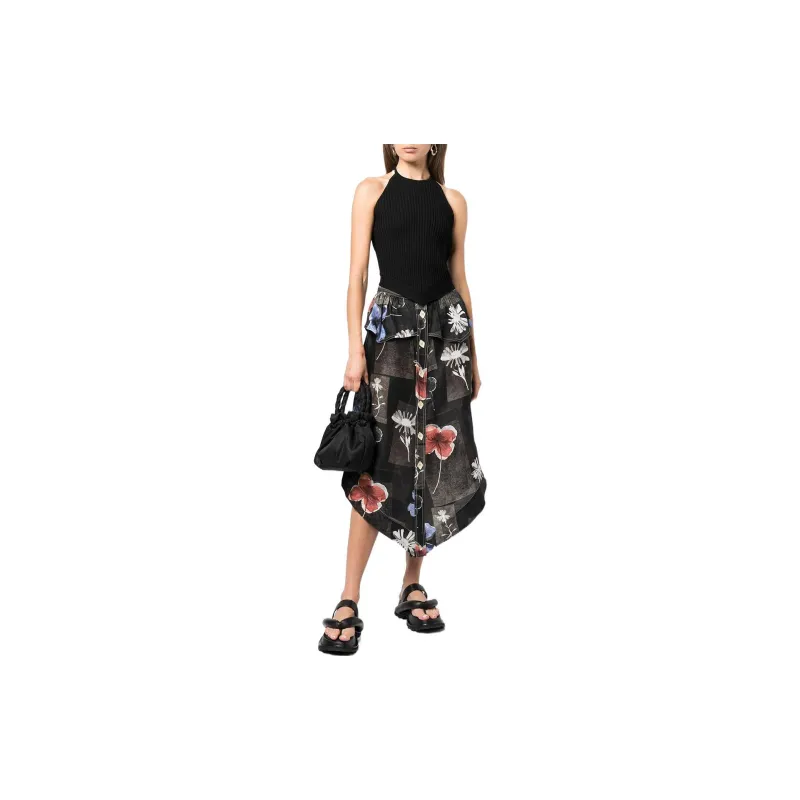 GANNI Casual Long Skirts Women's Black-1