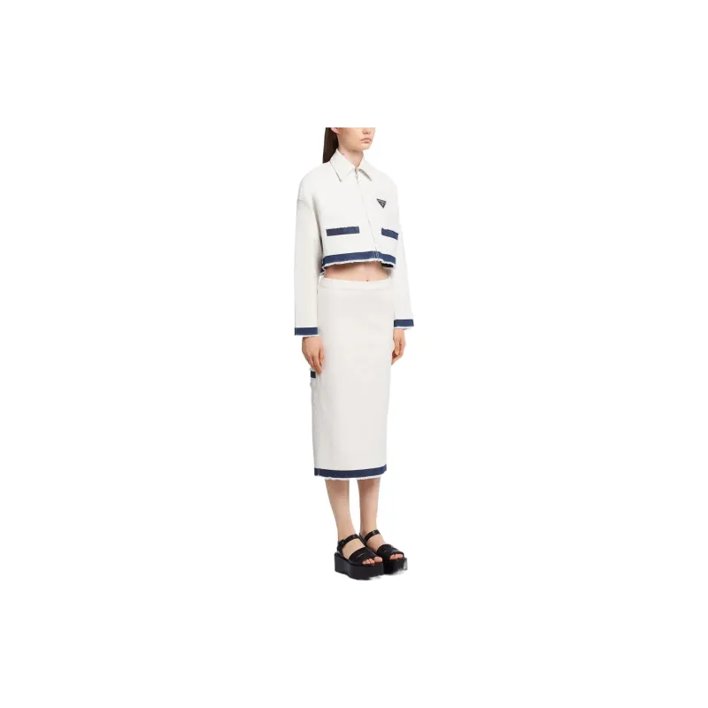 PRADA Denim Jackets Women's White-3