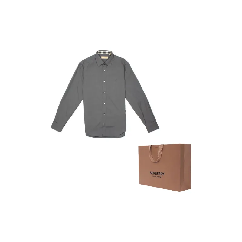 Burberry Shirts Men Gray-4