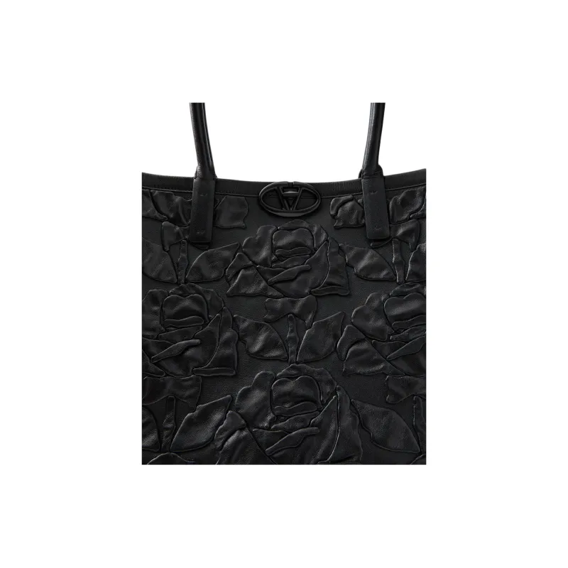 Valentino GARAVANI Leather Tote Bag Shopping Bag Handbag Medium Size Women's Black-6