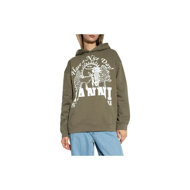 GANNI Logo Printed Hoodie-2