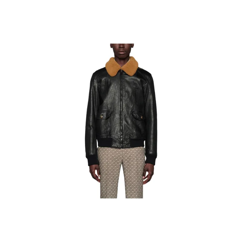GUCCI Leather Jackets Women's Black-2