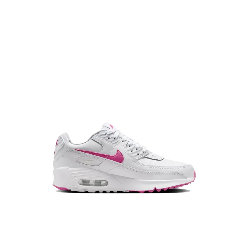 Nike Air Max 90 Slip Resistant Shock Absorbers Low Top Kids' Running Shoes White Pink Kids'-1