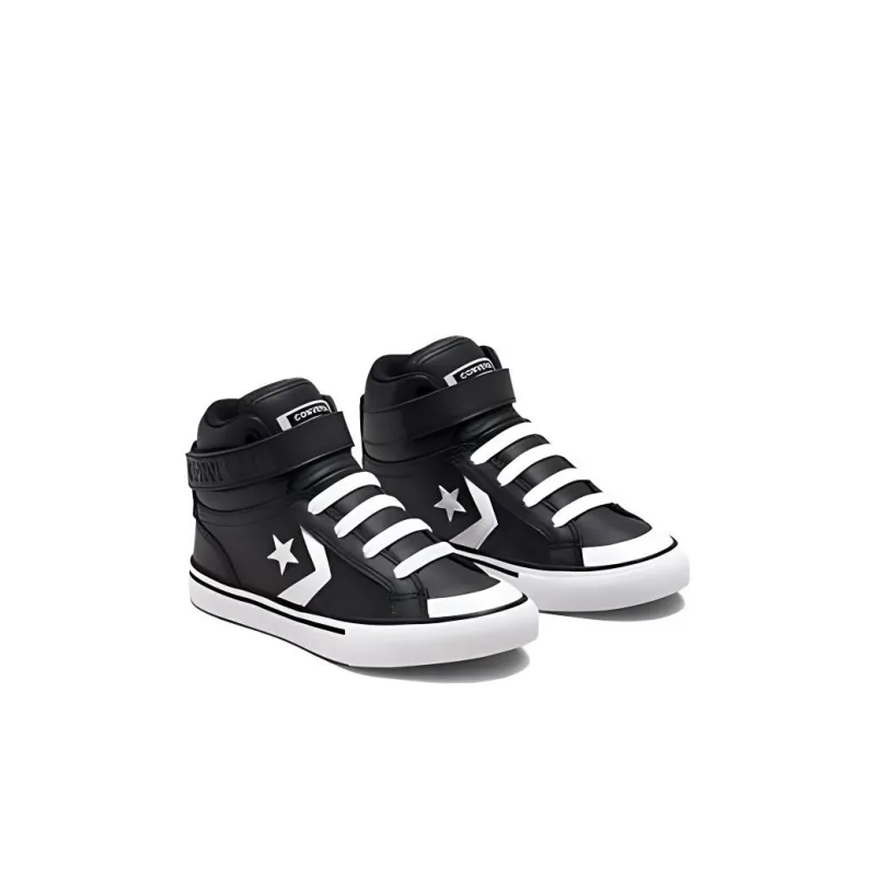 Converse Pro Blaze Strap Anti-Slip Wear-Resistant High-Top Kids Lifestyle Shoes Black White Children Aged 3-7 Years Old-2