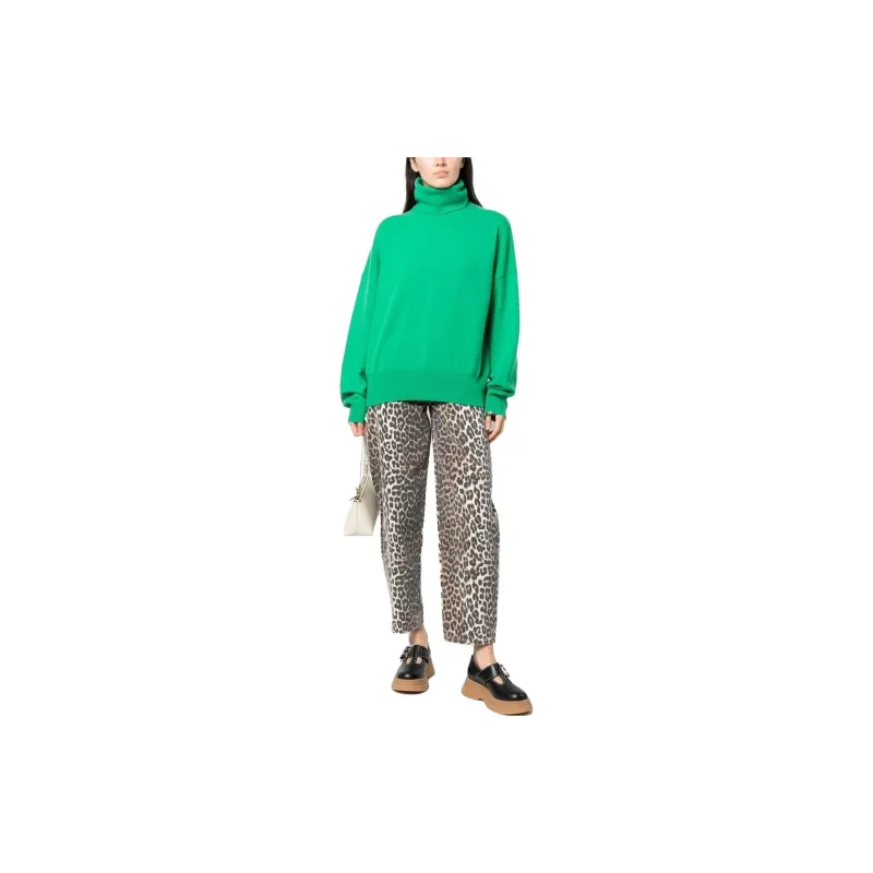 GANNI Leopard Print High Waisted Tapered Jeans-2