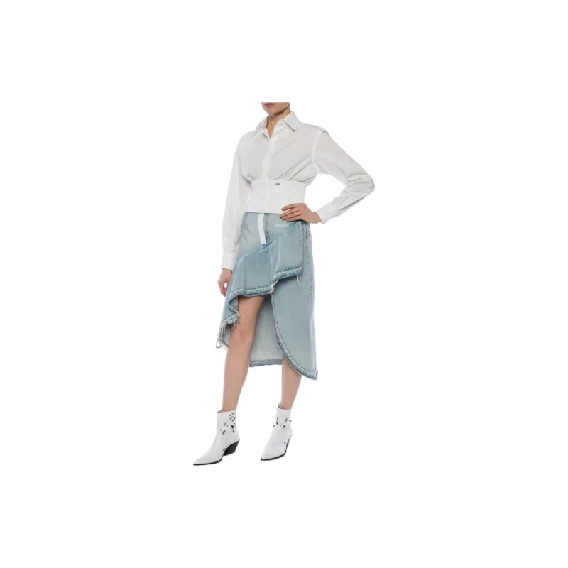 OFF WHITE FW21 Denim Long Skirts Women's Blue-1