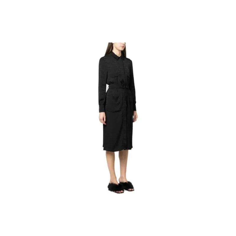 MOSCHINO Monogram Printed Belted Shirt Dress-3