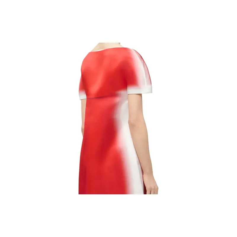 LOEWE Blurred Print Dress 'Red/White'-4