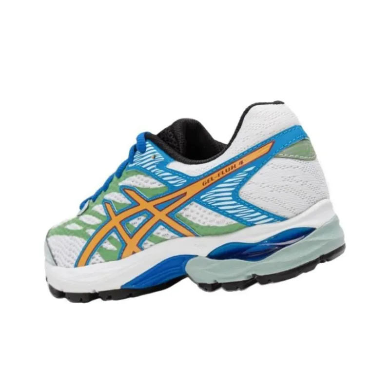 Asics Cushioning, Wear Resistant Low Top Kids' Running Shoes White Blue Teenagers-2