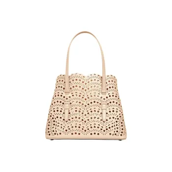Alaia Cow Leather Shoulder Bag Crossbody Bag Handbag Women's Beige