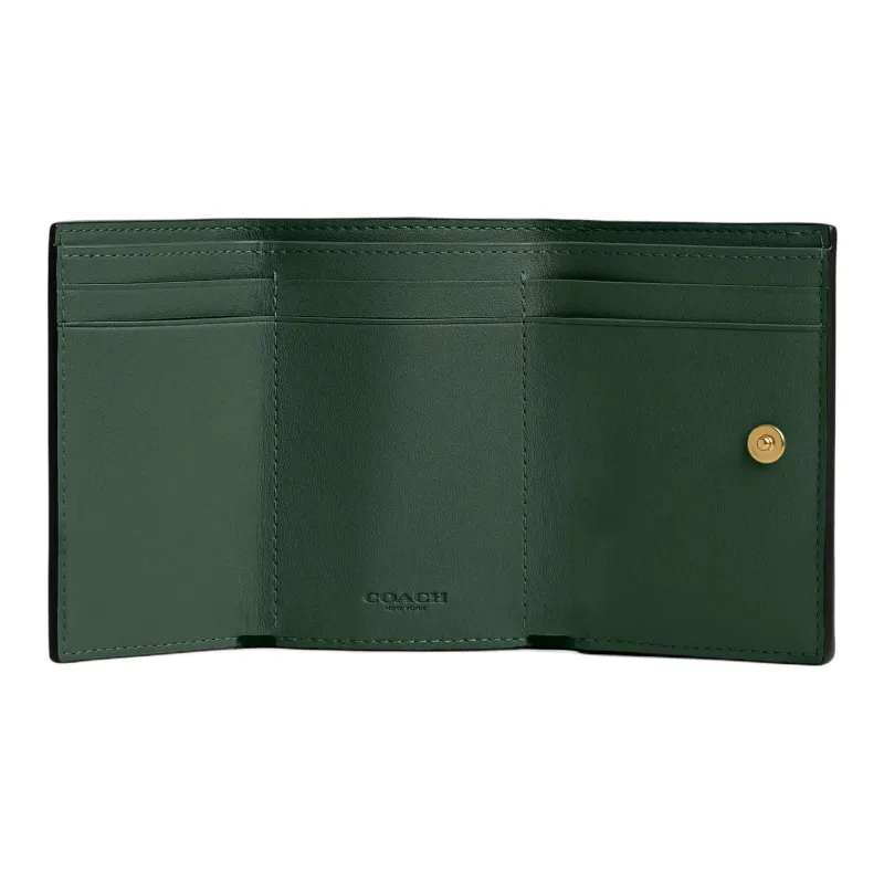 COACH Leather Coin Purses Wallets Mini Women's Hunter Green-2