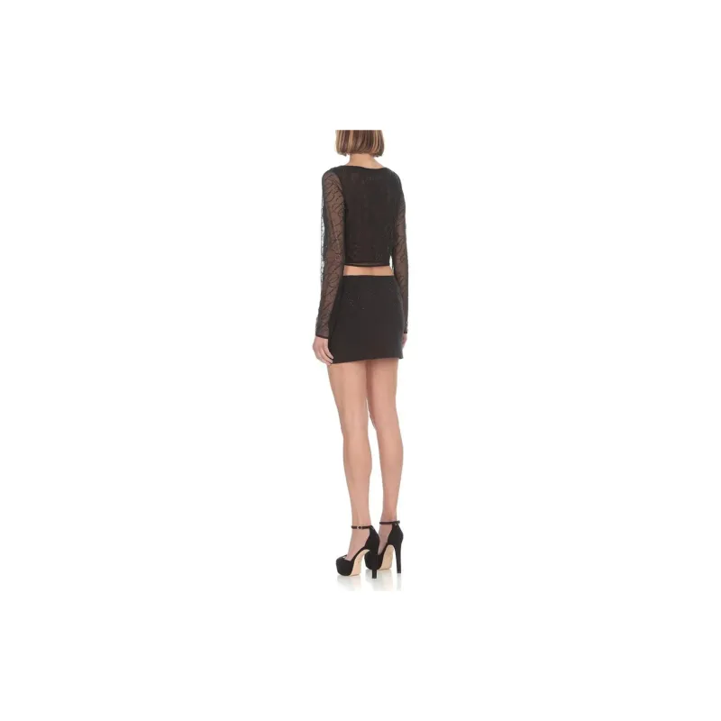 Blumarine Logo Embellished Semi Sheer Cropped Top-3