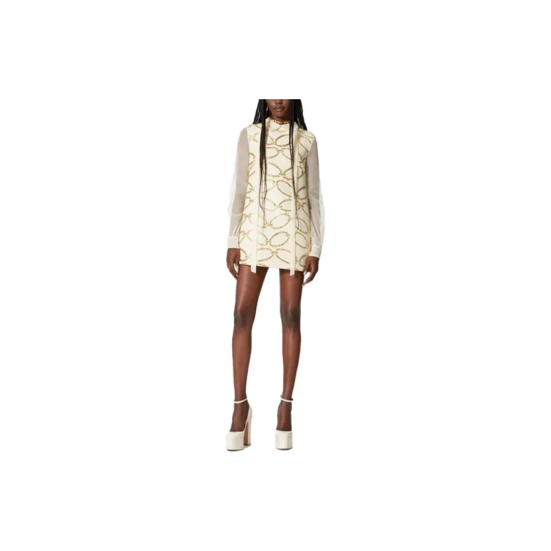 Valentino Long-Sleeved Dresses Women's White Gold-1