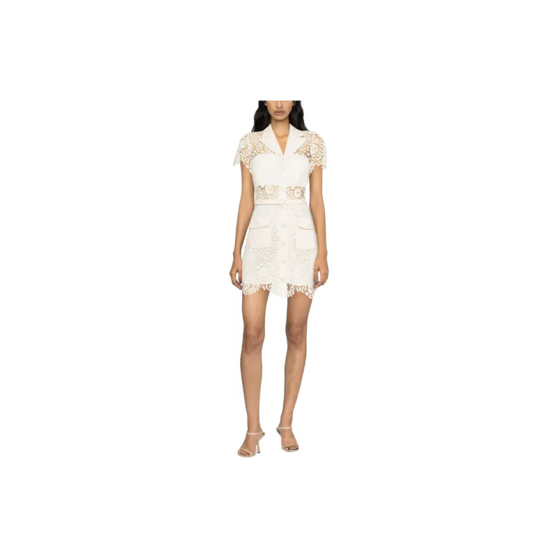 Self portrait SS23 Short Sleeved Dress Women's Ivory-3