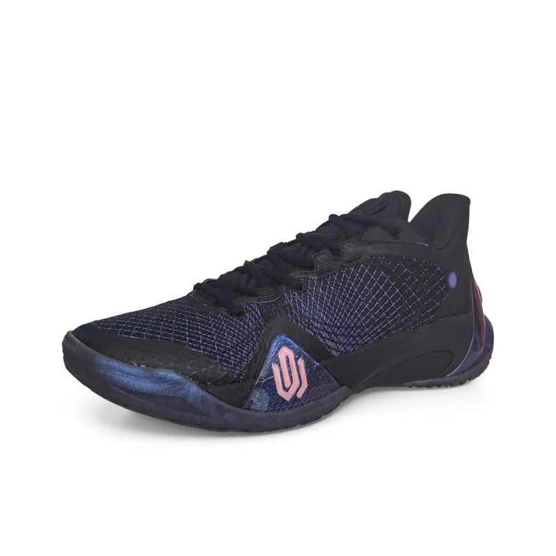 PEAK Basketball Shoes Unisex Low Top Black/Purple Blue-2