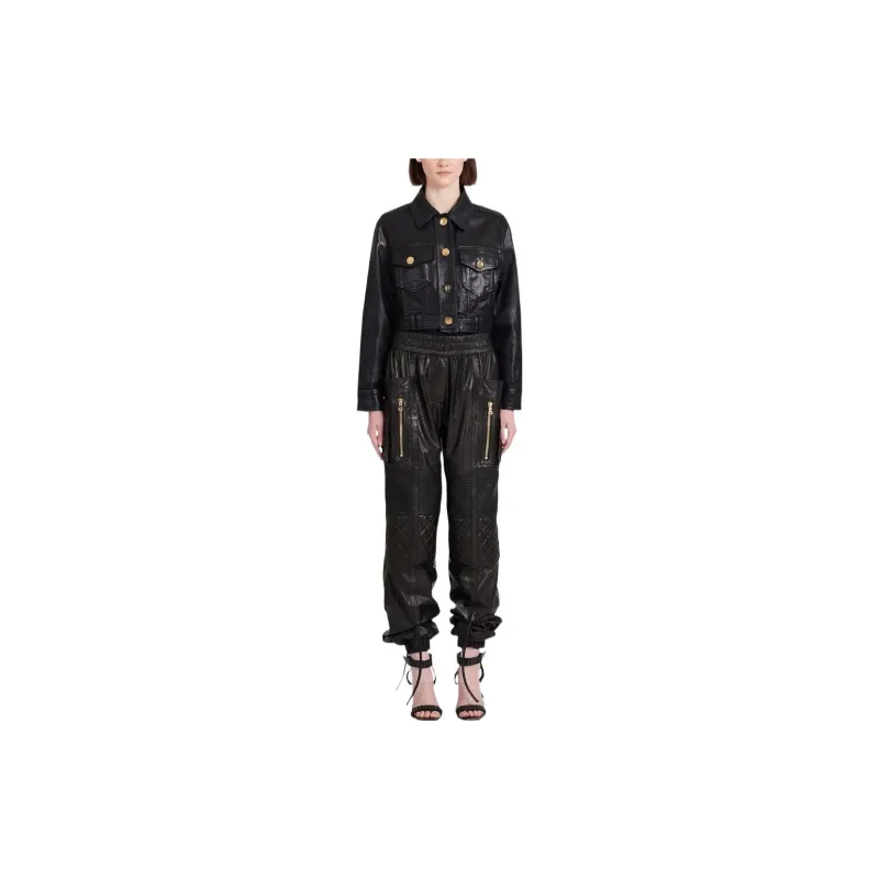 BALMAIN Cropped Coated denim Jacket-2
