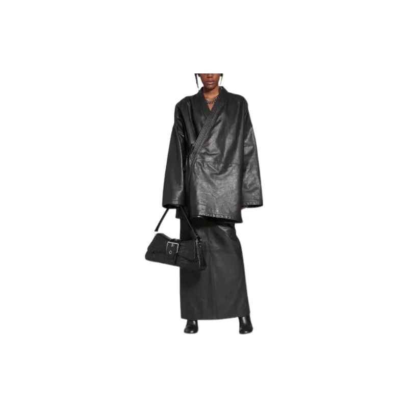 Balenciaga Leather Jackets Women's Black-2