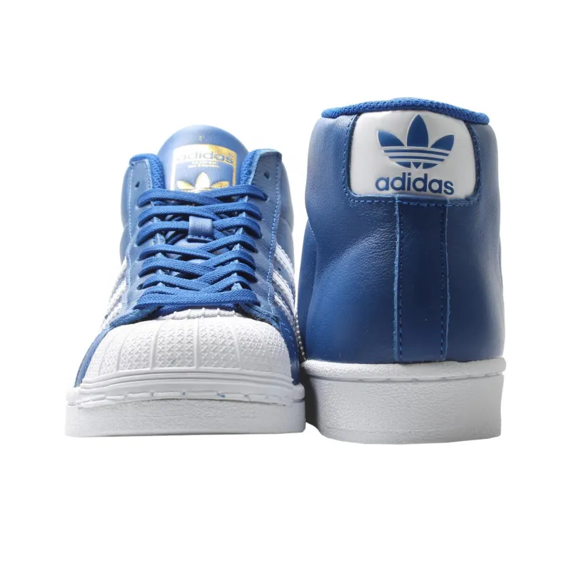 Adidas Originals Pro Model Wear resistant And Lightweight Mid Top Kids' Skateboarding Shoes Blue White Teenagers-3