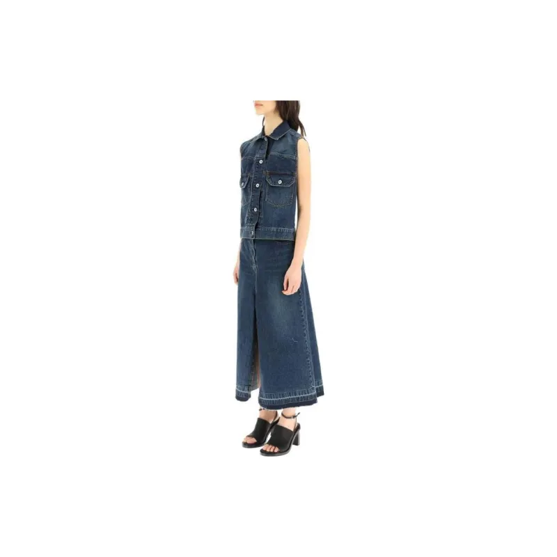 Sacai Sleeveless Dresses Women's Blue-3