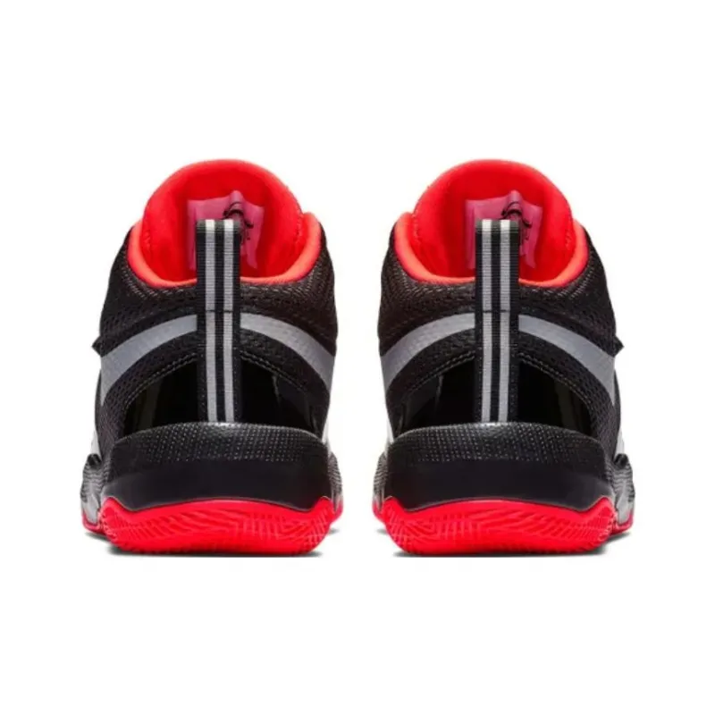 Nike Team Hustle D 8 Slip Resistant Shock Absorbers Low Top Children's Basketball Shoes Black Red White Teenagers-3