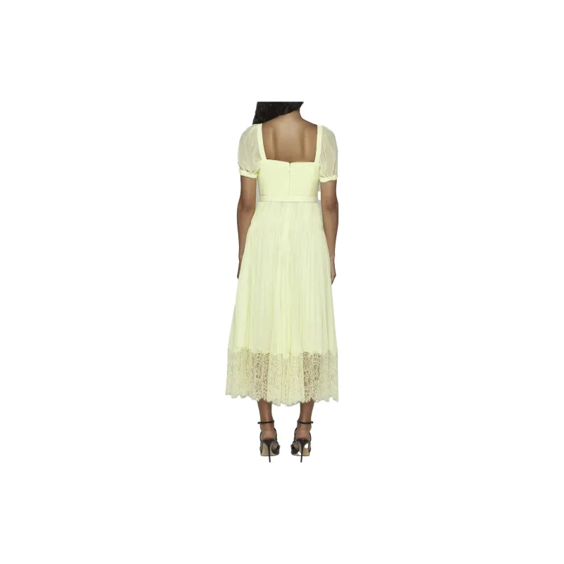 Self portrait Short Sleeved Dresses Women's Yellow-2