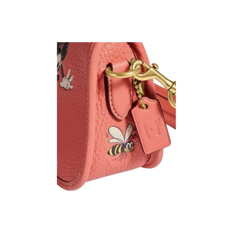 COACH Disney Collaboration Swinger Leather Handbag Shoulder Bag Women's Coral Red-3