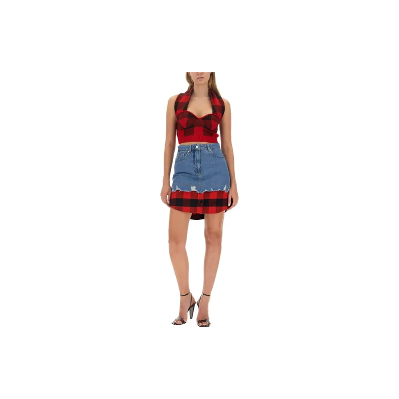 MOSCHINO Jeans Layered Denim Mini Skirt-2