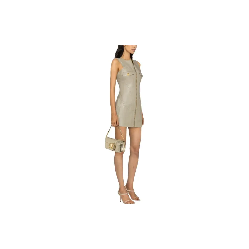 BALMAIN Panelled Leather Minidress-3