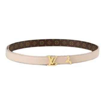 LOUIS VUITTON Leather Canvas Hardware Accessories Leather Belts Women's Beige Width: 2CM