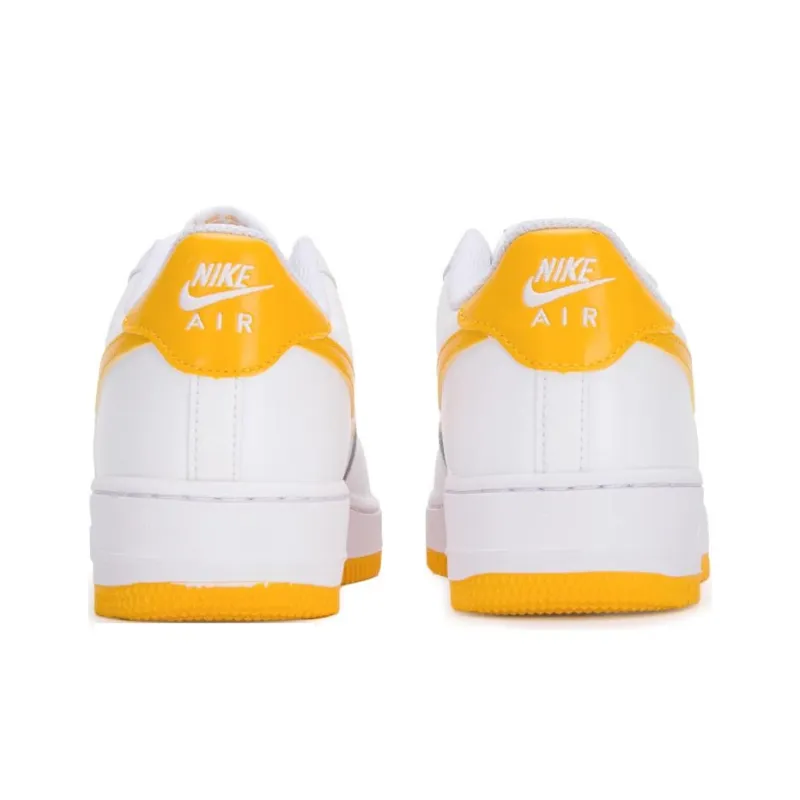 Nike Air Force 1 Low Top Kids' Skateboarding Shoes White Yellow Unisex-8
