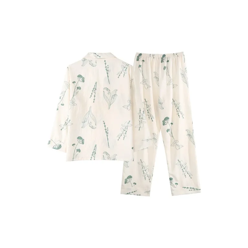 LoveEsteem Pajama Set Women's White Green-1