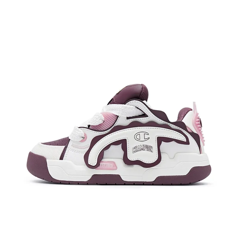 Champion Low-Top Skateboard Shoes Women's Milk White Night Brown Red-0