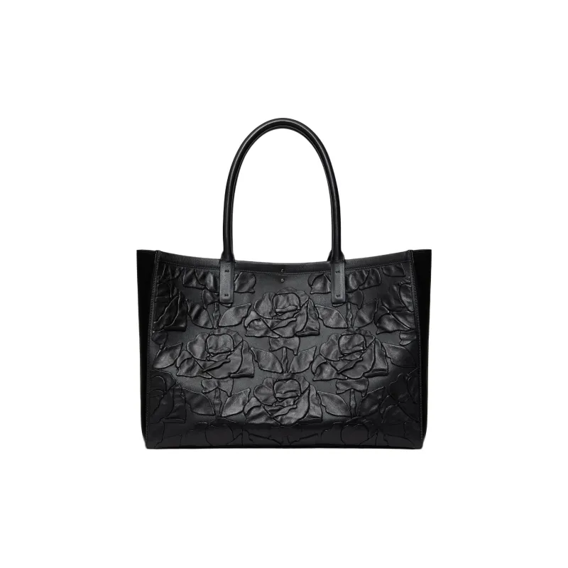 Valentino GARAVANI Leather Tote Bag Shopping Bag Handbag Medium Size Women's Black-3