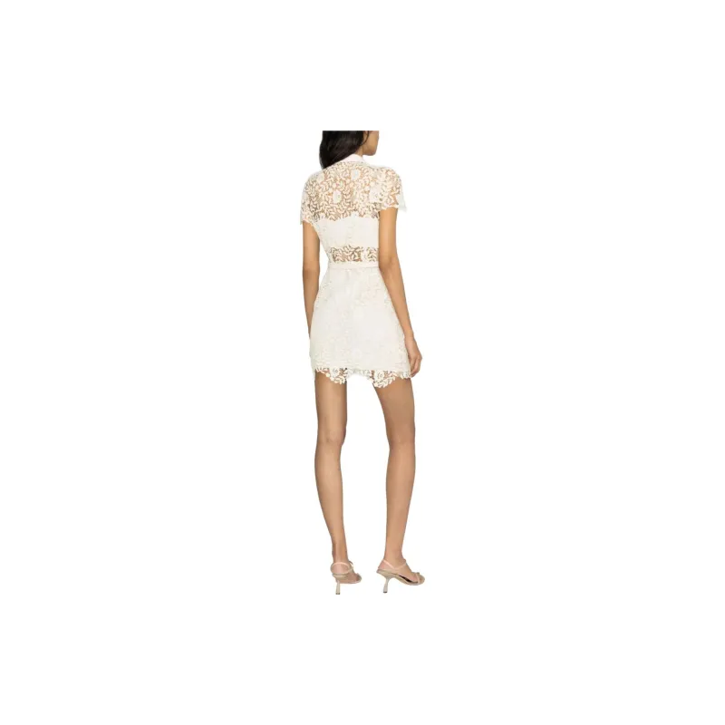 Self portrait SS23 Short Sleeved Dress Women's Ivory-4