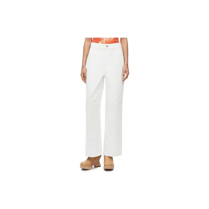 LOEWE Paula's Ibiza Anagram Baggy Jeans 'White'-2
