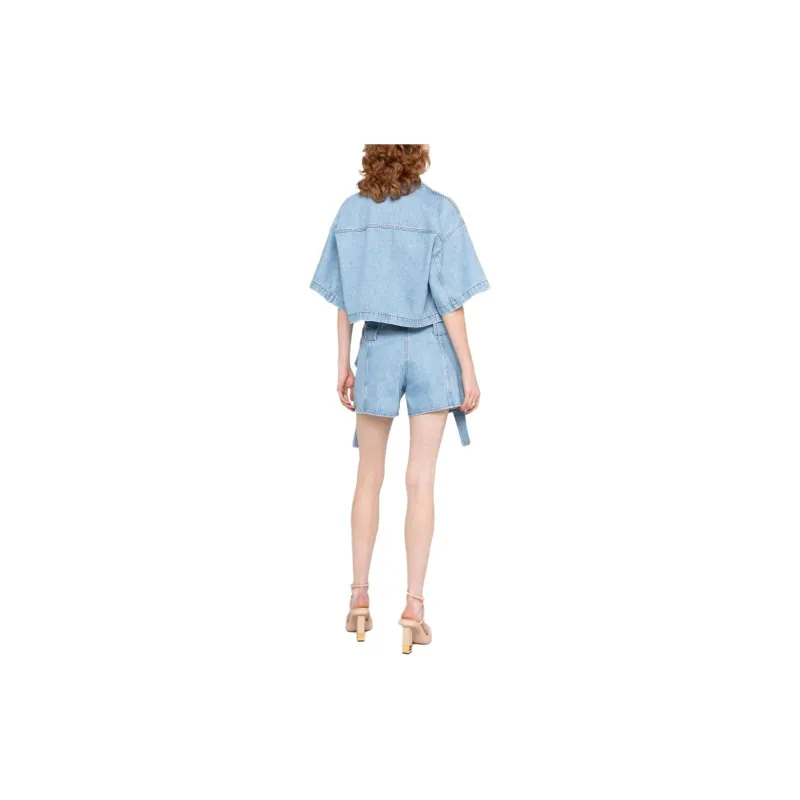 FENDI Ff Baguette Buckled Denim Shorts-4
