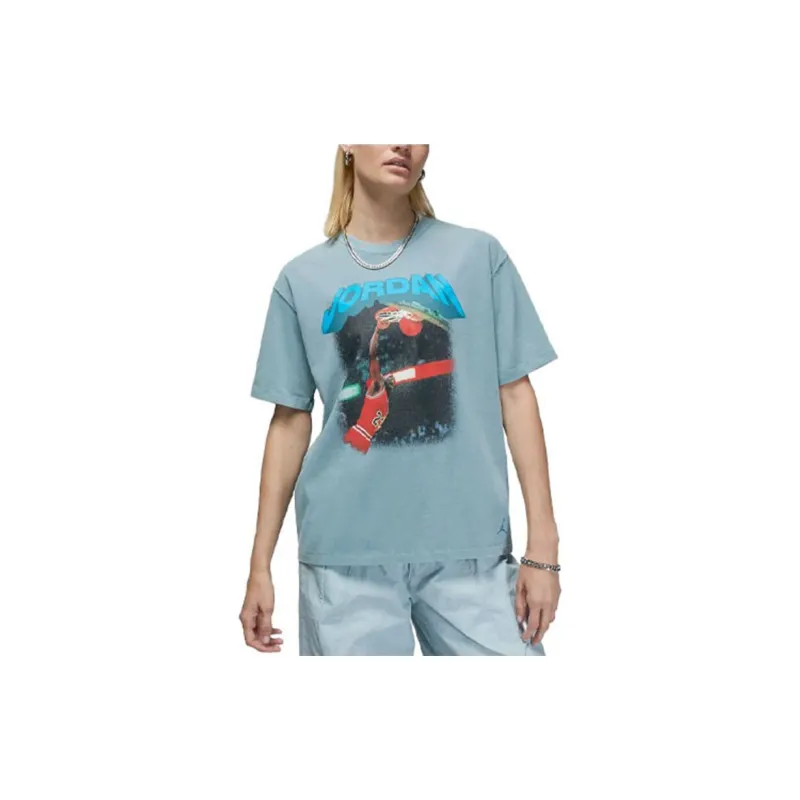 Jordan Drop Shoulder Sleeve T-Shirt Women's Ozone Blue-4