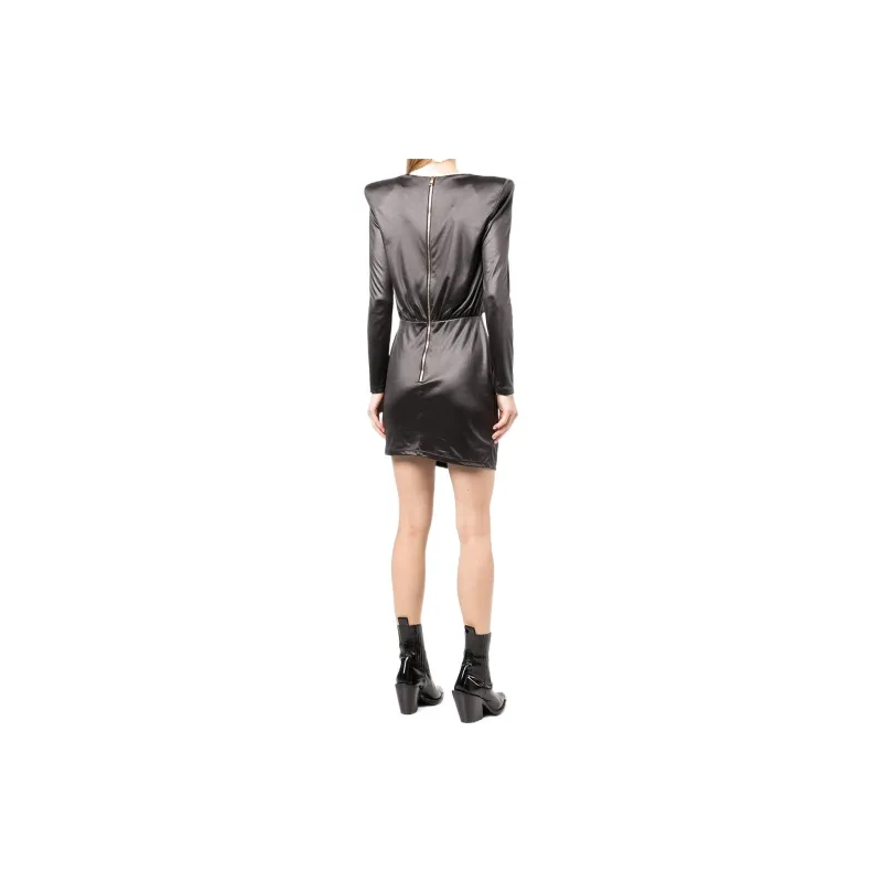 BALMAIN V Neck Draped Mini Dresss-2