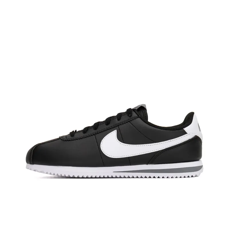 Nike Cortez Slip Resistant Low Top Kids Lifestyle Shoes Black White Unisex-0