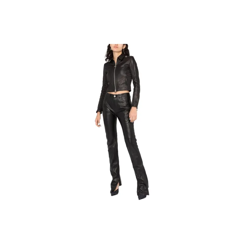 DIESEL Leather Jackets Women's Black-1