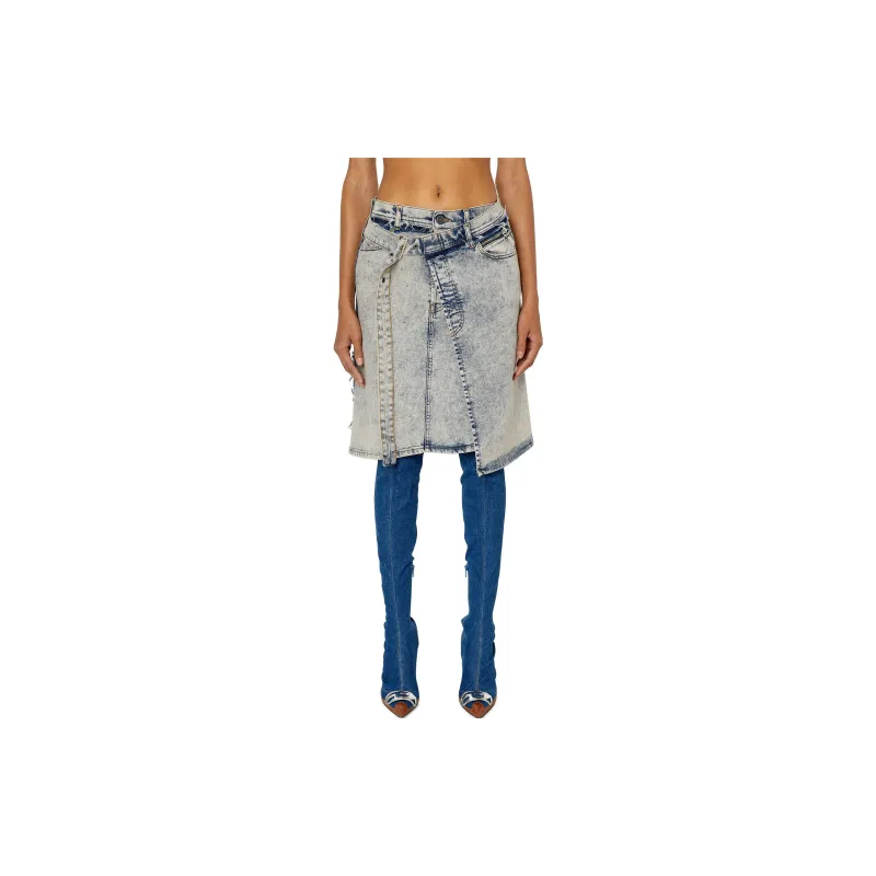 DIESEL Rehab Denim Short Skirts Women's Washed Blue-2