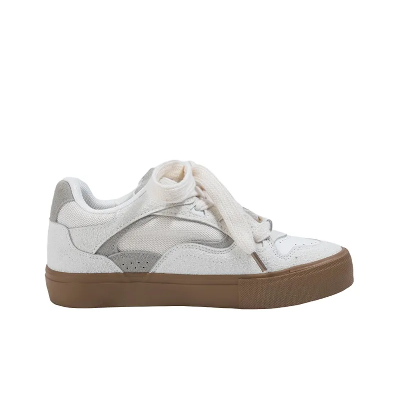MINGKUANG Streetwear Earthy Maillard Style, Box Anti Slip Wear Resistant Low Top Skateboard Shoes Unisex-1