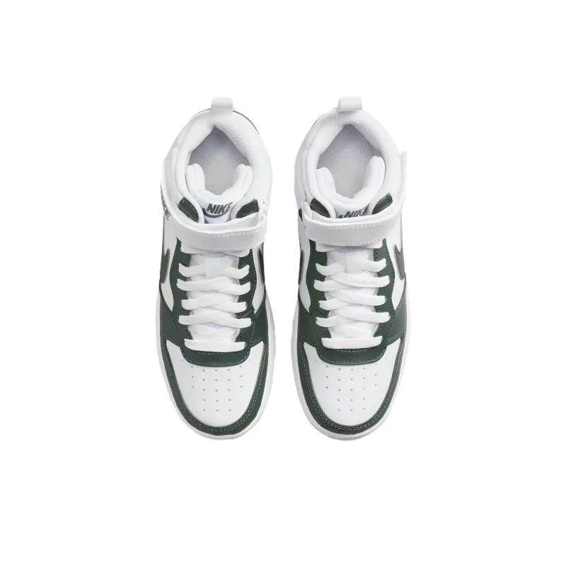 Nike Court Borough Anti Slip Wear Resistant Mid Top Kids' Skateboarding Shoes Green Teenagers-3